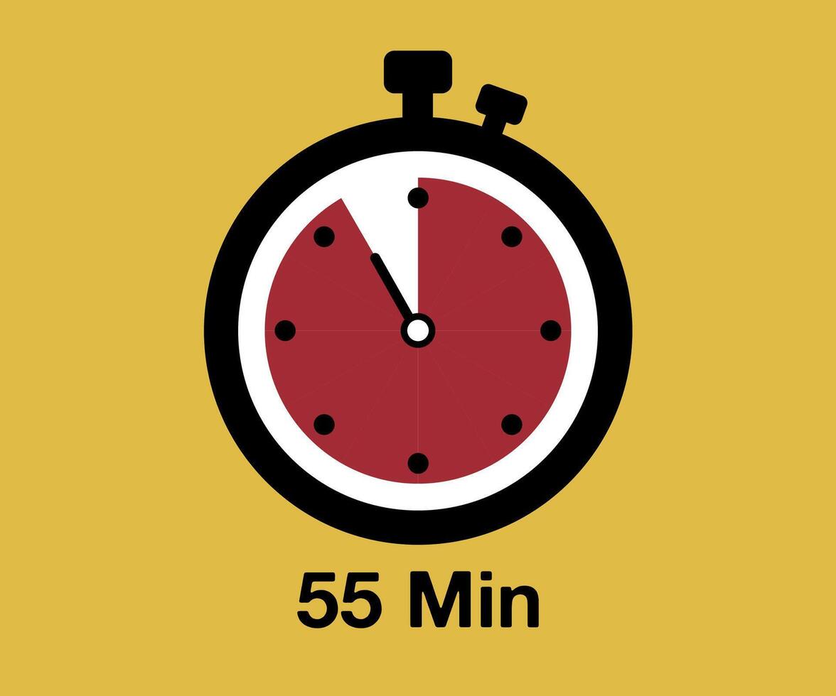 55 timer teken icoon. 55 minuten stopwatch symbool vector