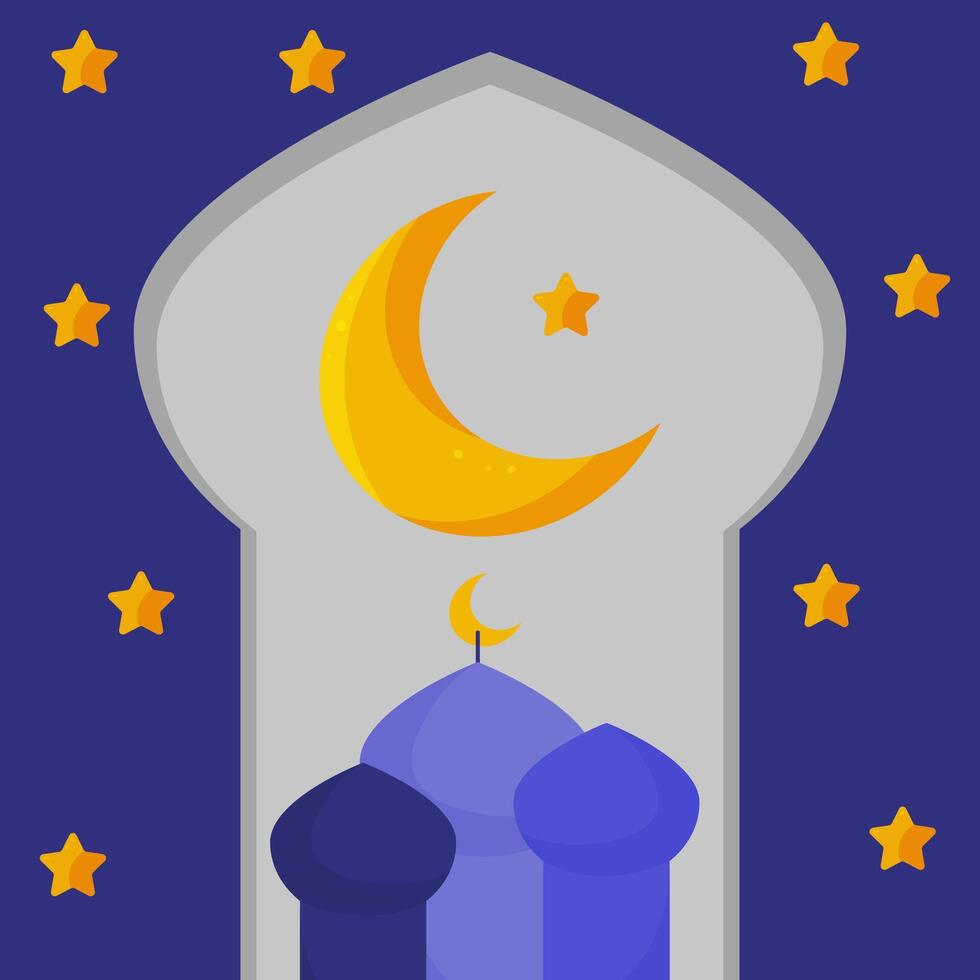 Ramadan. silhouet van een moskee. goud sterren en maan. vector. achtergrond Ramadan. vector