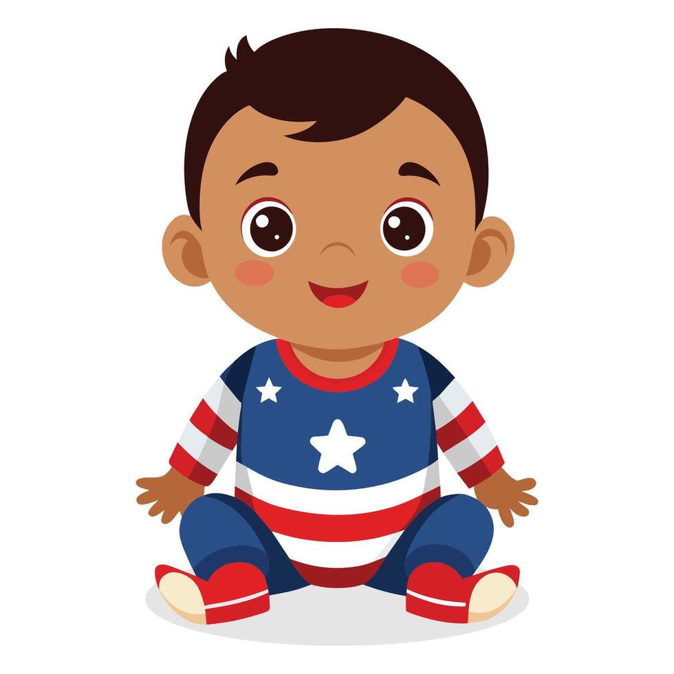 Amerikaans zwart baby vlak vector illustratie.