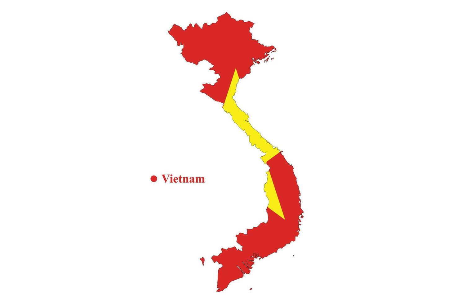 Vietnam kaart met de vlag binnen. vector illustratie