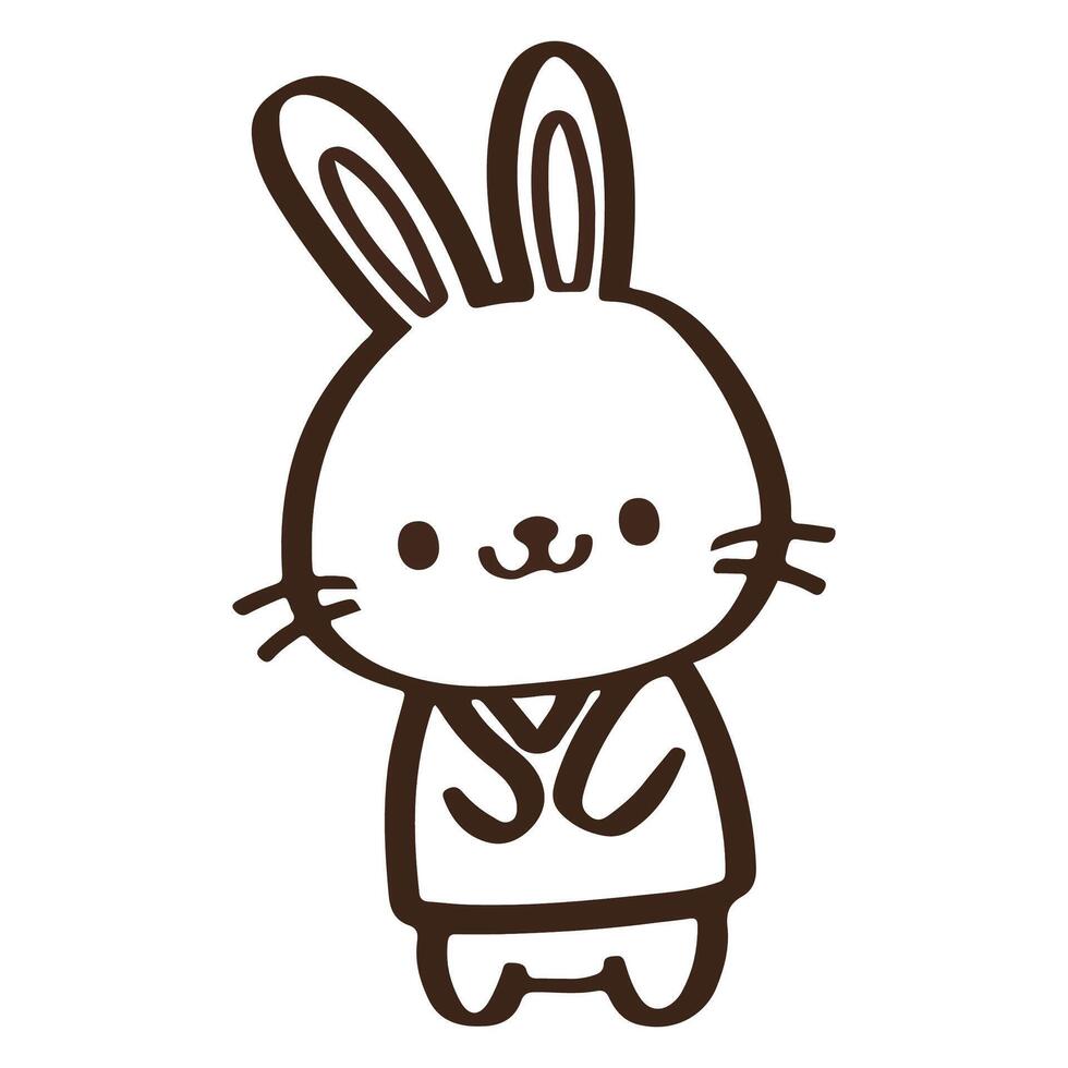 schattig tekenfilm konijn vervelend een overhemd staan. Pasen dag. schets vector. vector