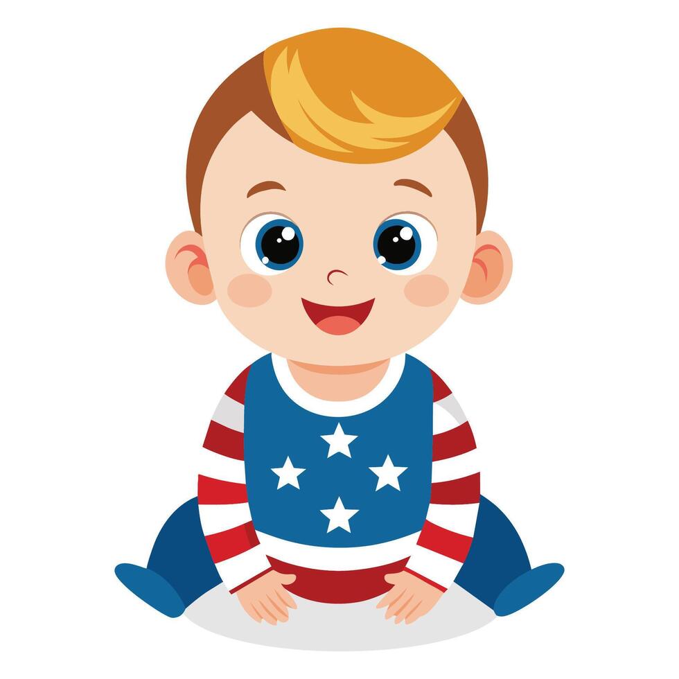 Amerikaans schattig baby vlak vector illustratie.