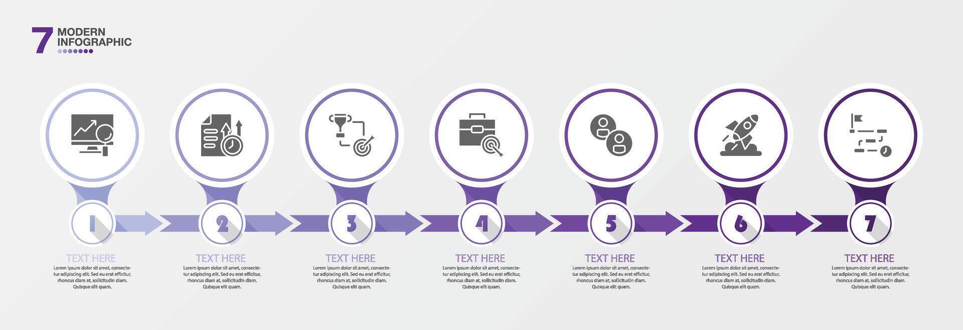 modern infographic met 7 stappen en bedrijf pictogrammen voor presentatie. vector