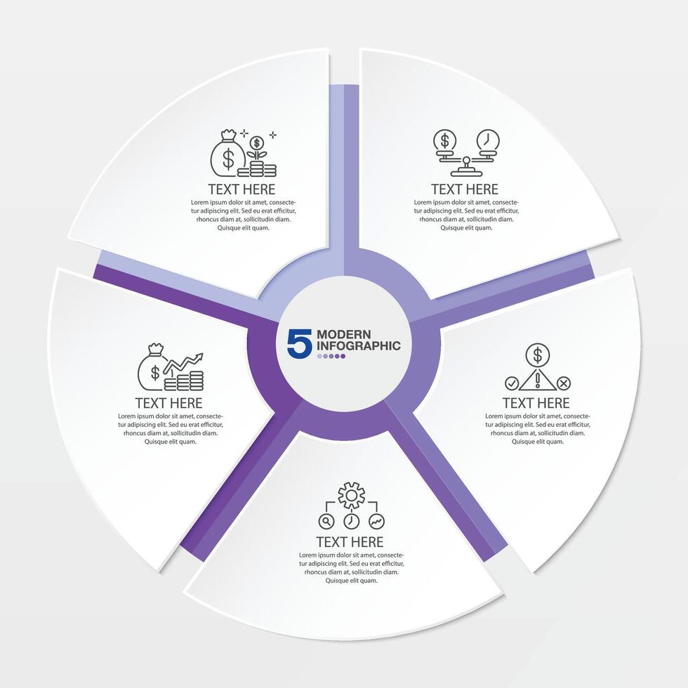 blauw toon cirkel infographic met 5 stappen, werkwijze of opties. vector