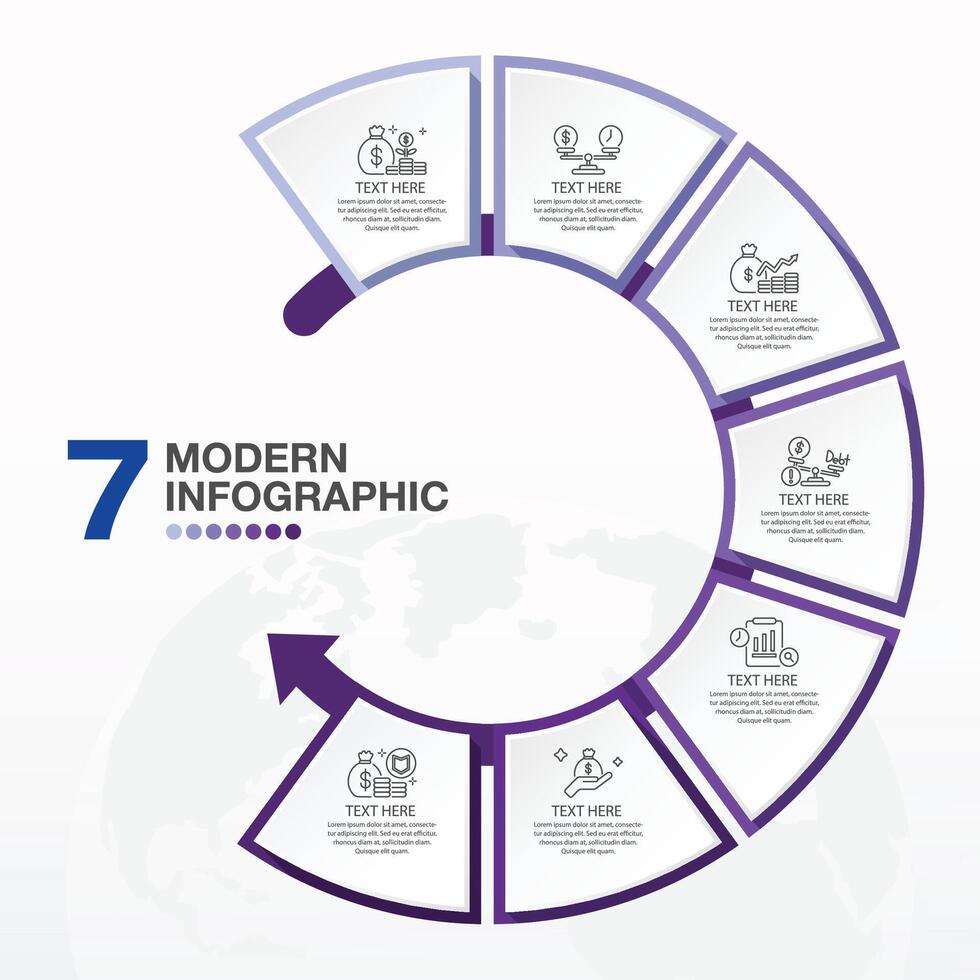 blauw toon cirkel infographic met 7 stappen, werkwijze of opties. vector