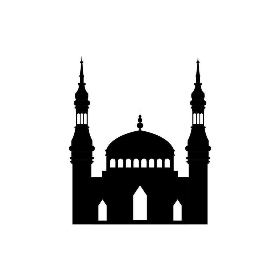 Ramadan kareem silhouet van moskee. silhouet moskee vlak ontwerp vector illustratie geïsoleerd Aan wit achtergrond. Islamitisch moskee gebouwen, banier ontwerp, en Ramadhan achtergrond.