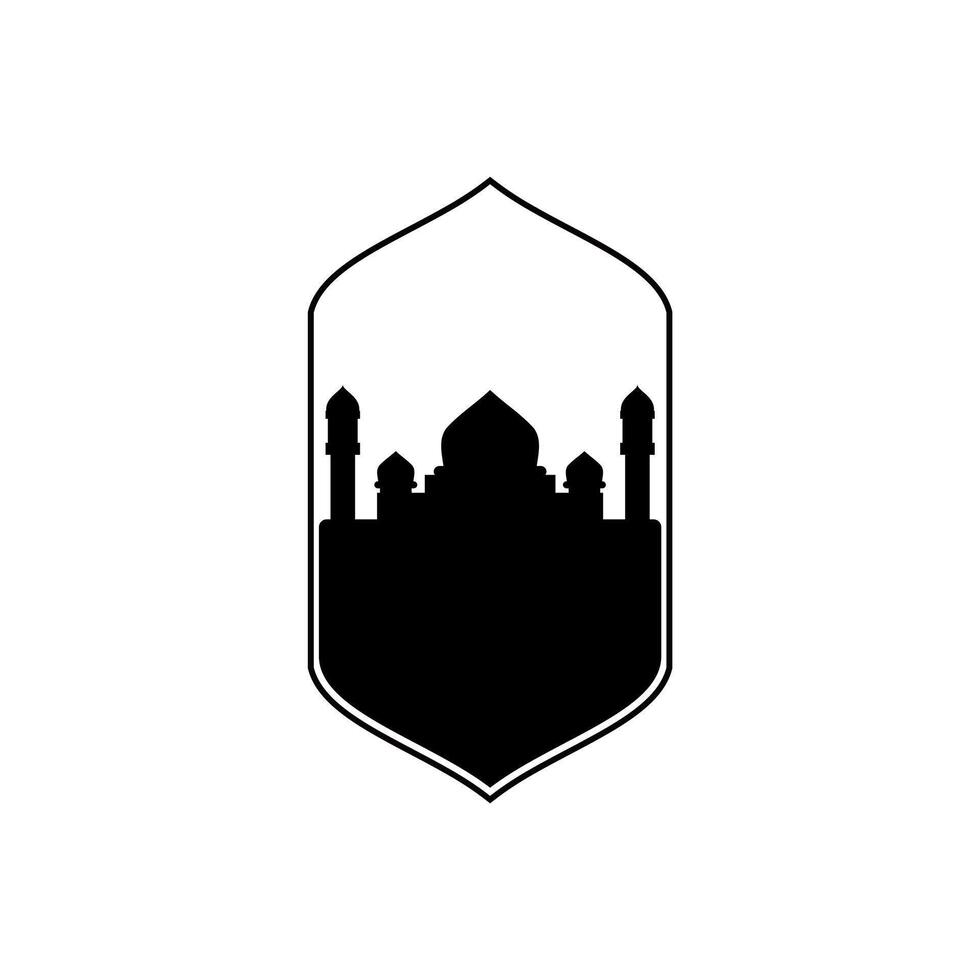 moskee vector icoon illustratie ontwerp sjabloon. koepel moskee en poort bidden moslim religie minimalistische logo ontwerp vector icoon illustratie sjabloon. Ramadan kareem, eid mubarak vector illustratie