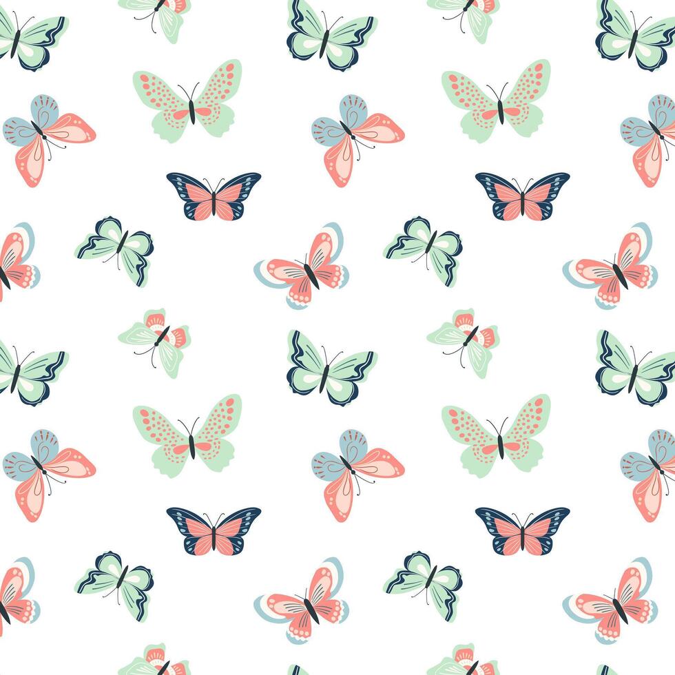 naadloos patroon met schattig vlinders. voorjaar en zomer patroon. vector vlinders achtergrond.