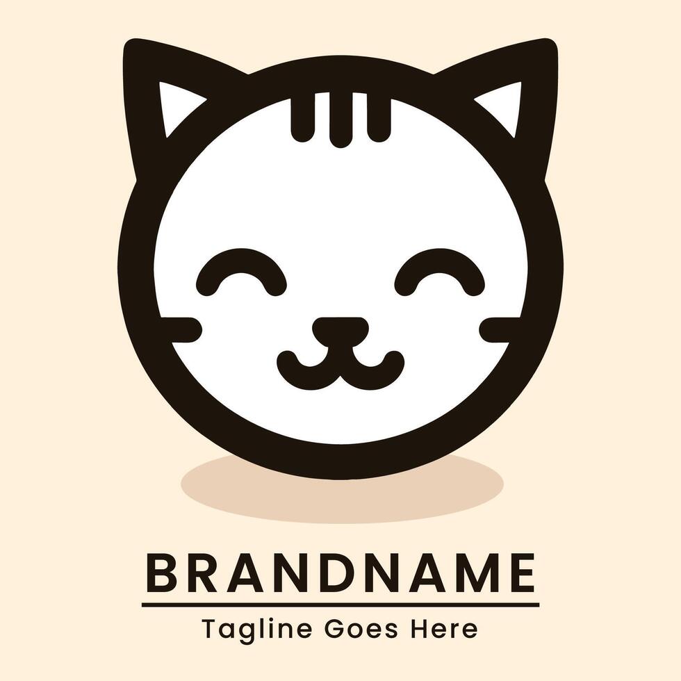 wit kat hoofd logo gemakkelijk en vlak zacht kleur schattig wit logo voor branding vector