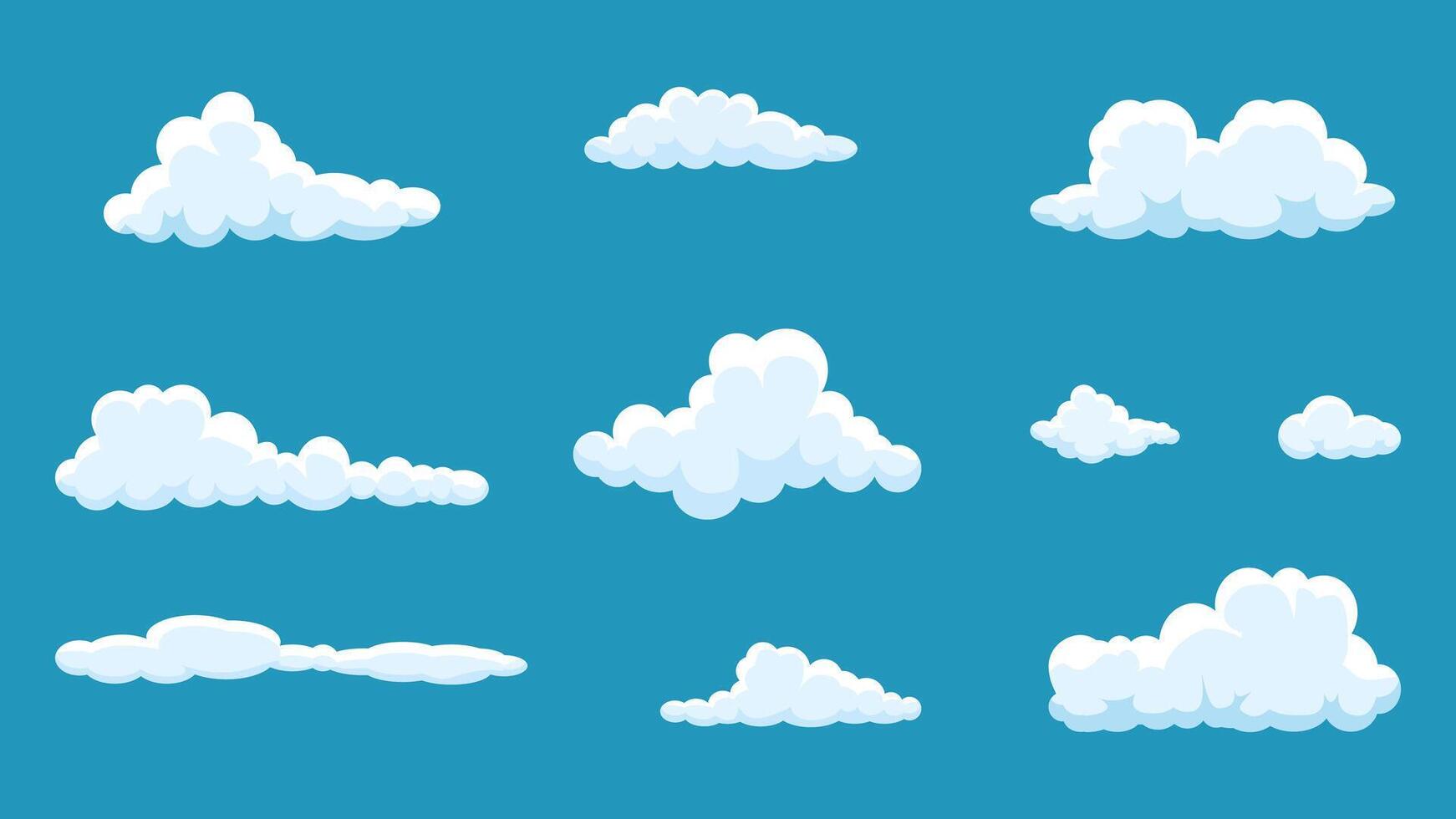 wolken verzameling geïsoleerd Aan blauw lucht panorama vector