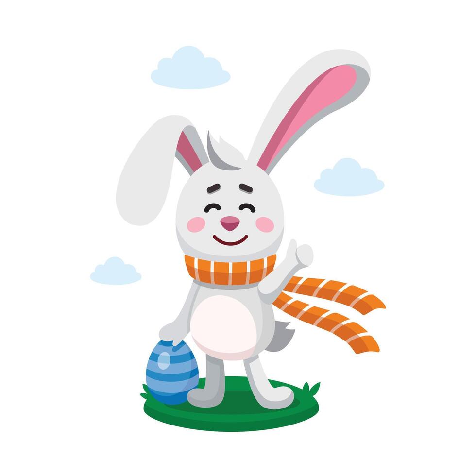 Pasen konijn, konijn, haas shows duim omhoog teken. vector digitaal illustratie. vlak ontwerp. tekenfilm stijl. Pasen karakter, mascotte. ei jacht concept