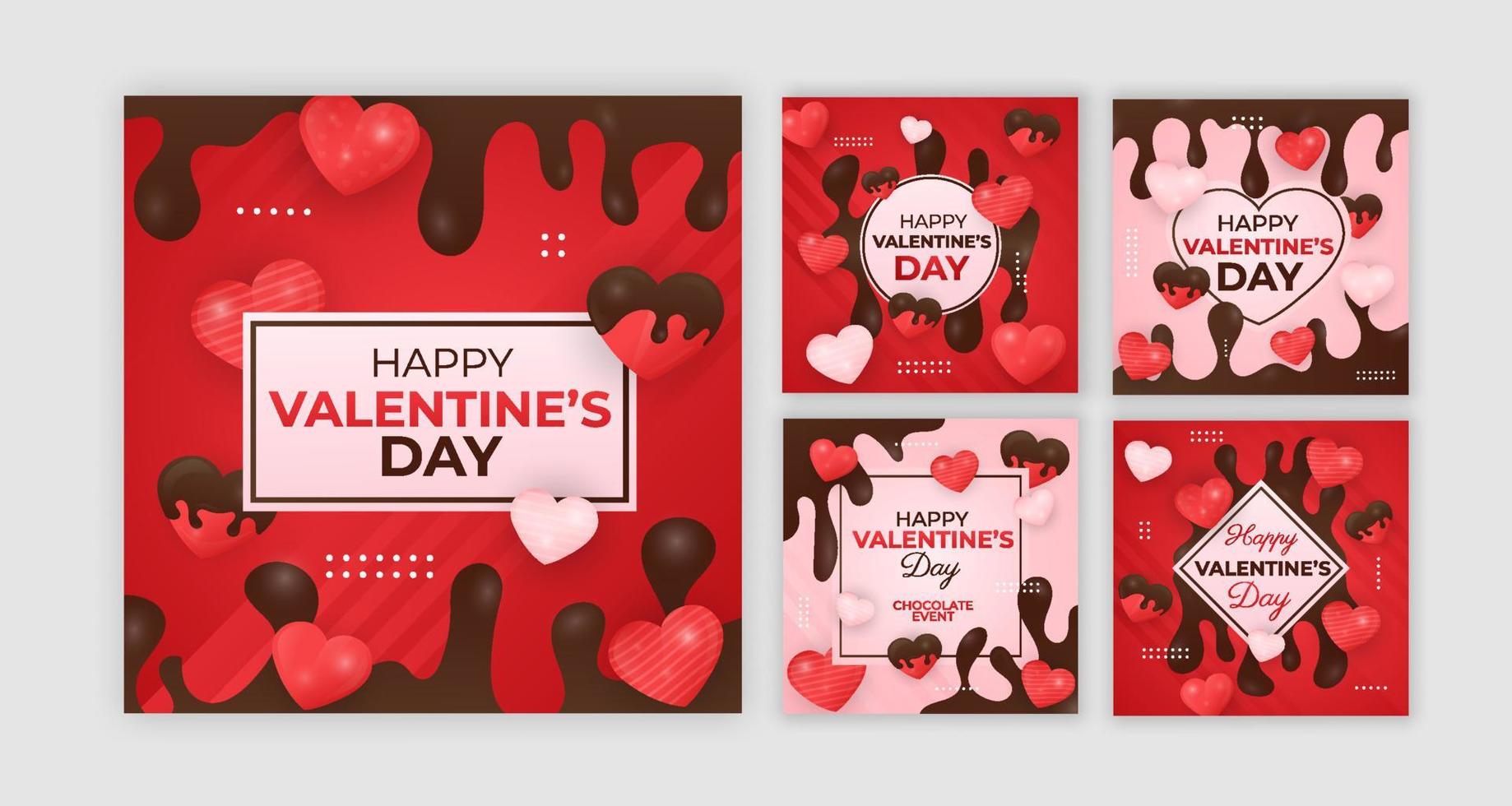 verzameling valentijnsdag chocolade sociale media vector