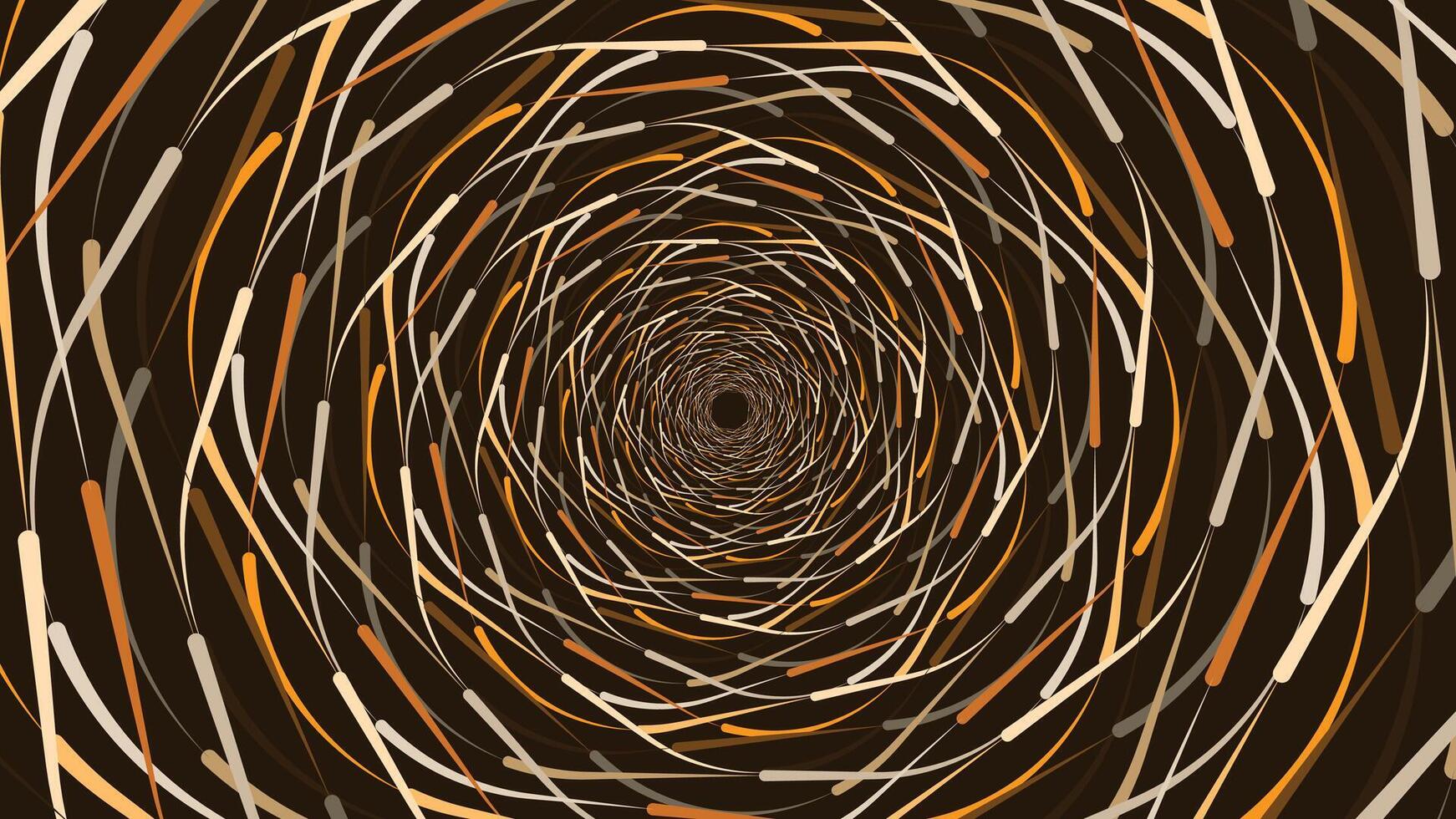 abstract spiraal spinnen golvend lijn donker geel achtergrond. vector