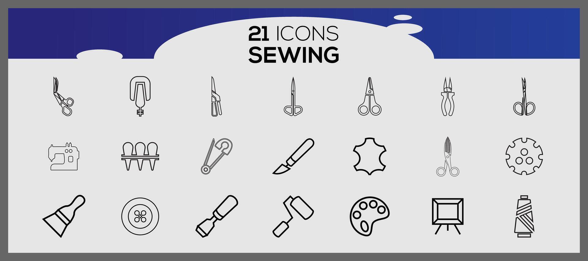 wijnoogst kleermaker elementen set. naaien en breien, handwerk set. naaien en maatwerk set. vector