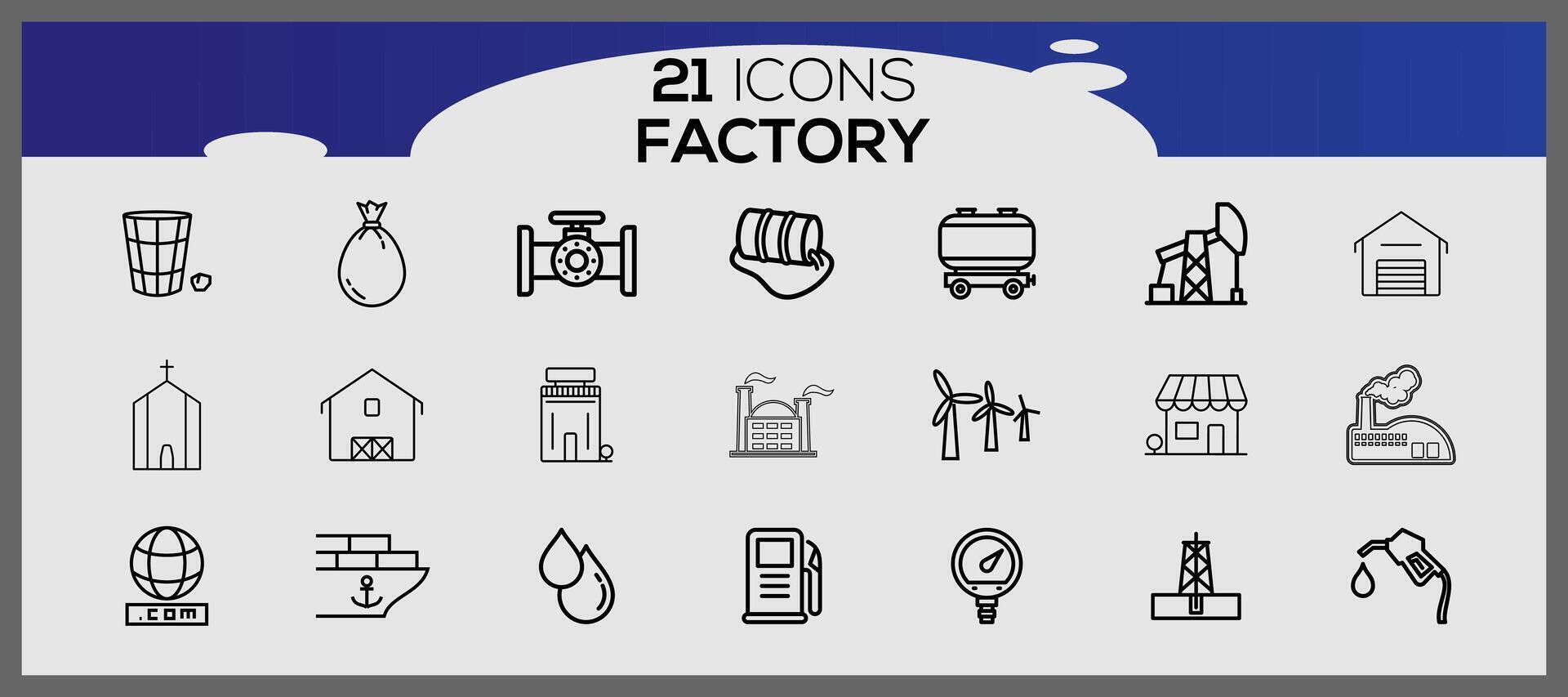 fabriek icoon pak, met schets icoon stijl. industrieel gebouwen vlak icoon set. planten en fabrieken stickers icoon set. vector