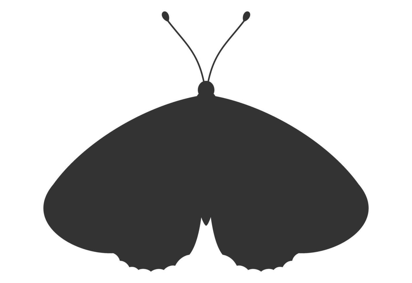 mot zwart silhouet. vorm van mot of vlinder Vleugels, voorkant visie, tatoeëren sjabloon. gemakkelijk insect icoon, vector illustratie