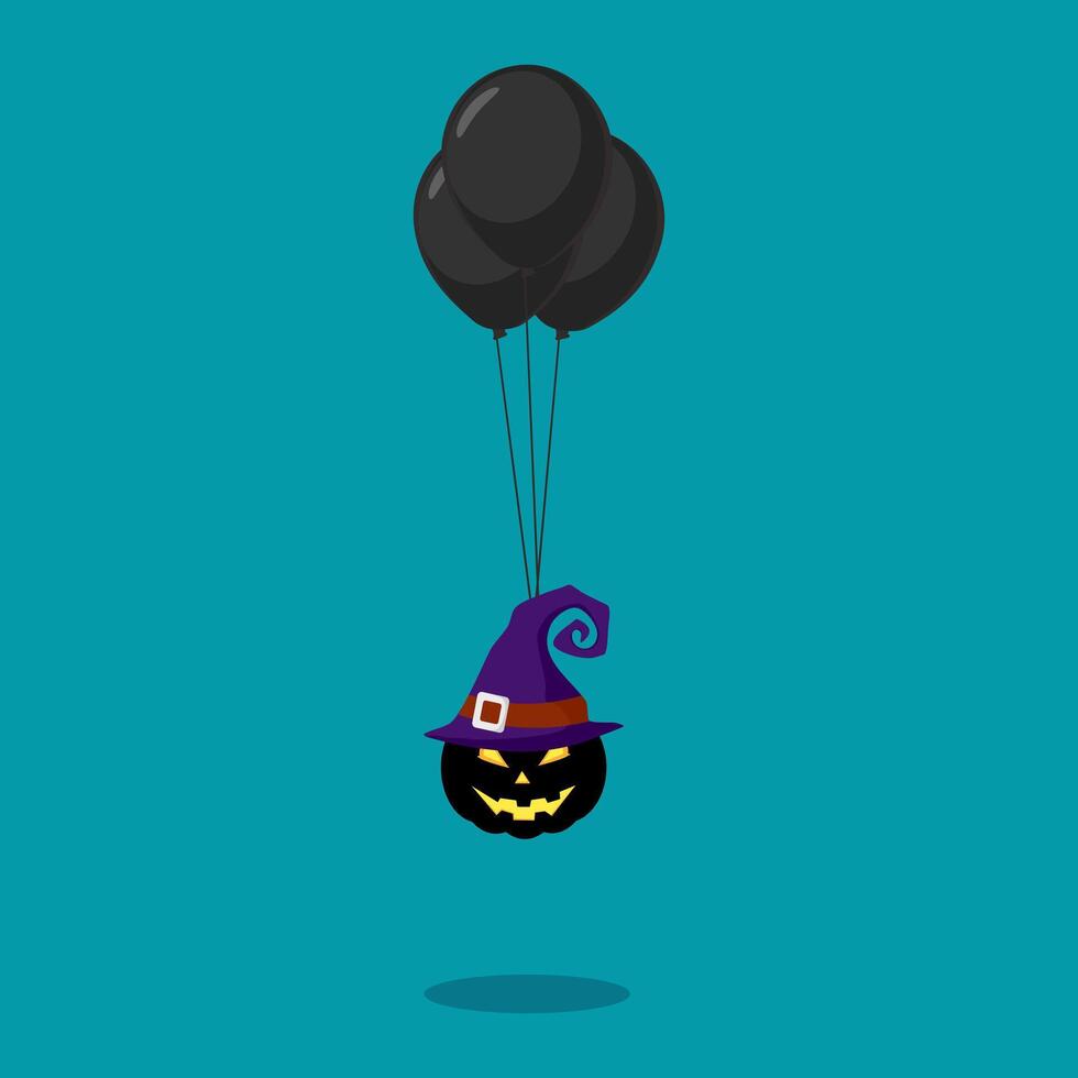 halloween pompoenen met zwart ballonnen. halloween festival vector