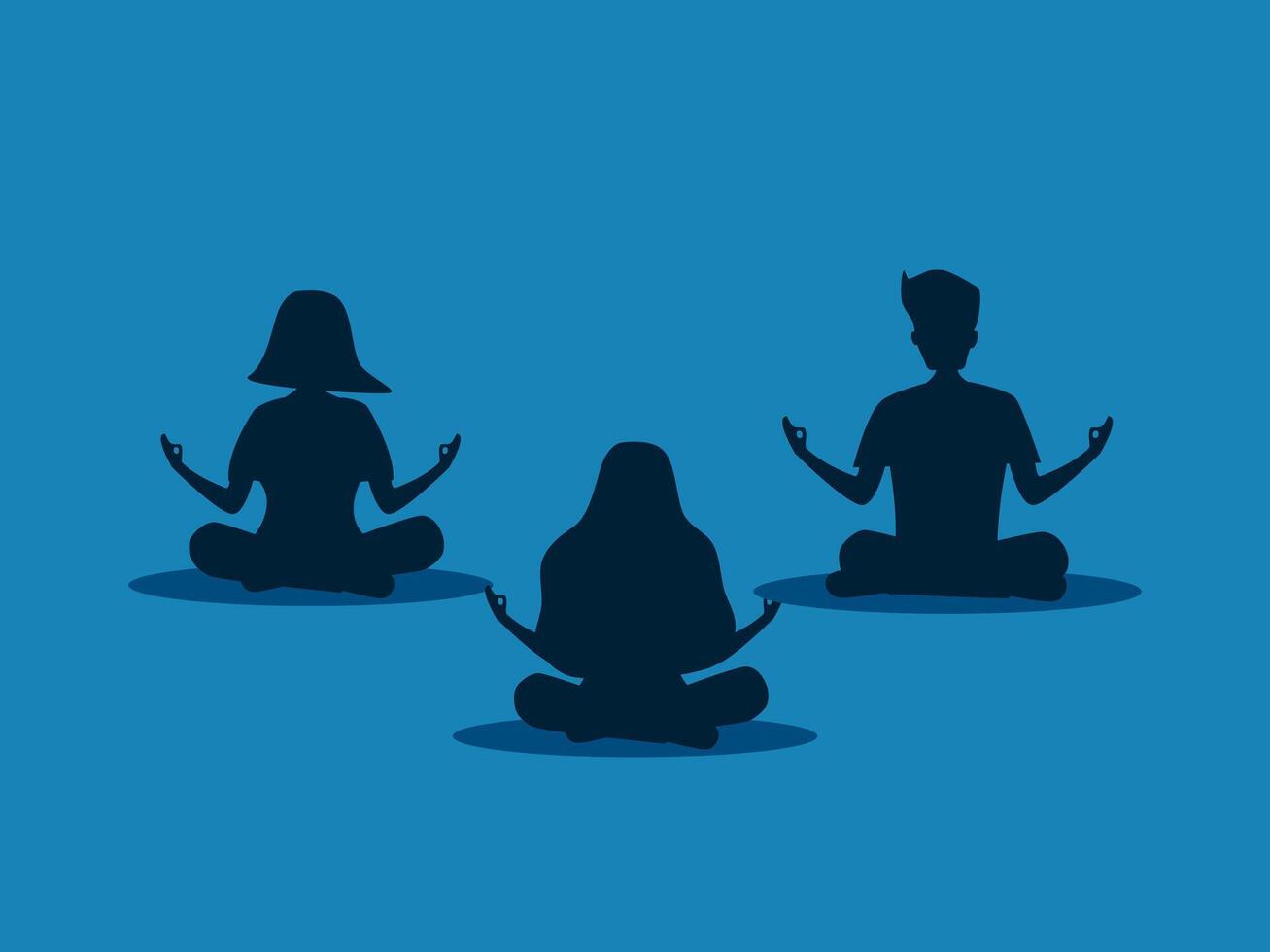 mensen mediteren en aan het doen yoga voor een lang tijd vector