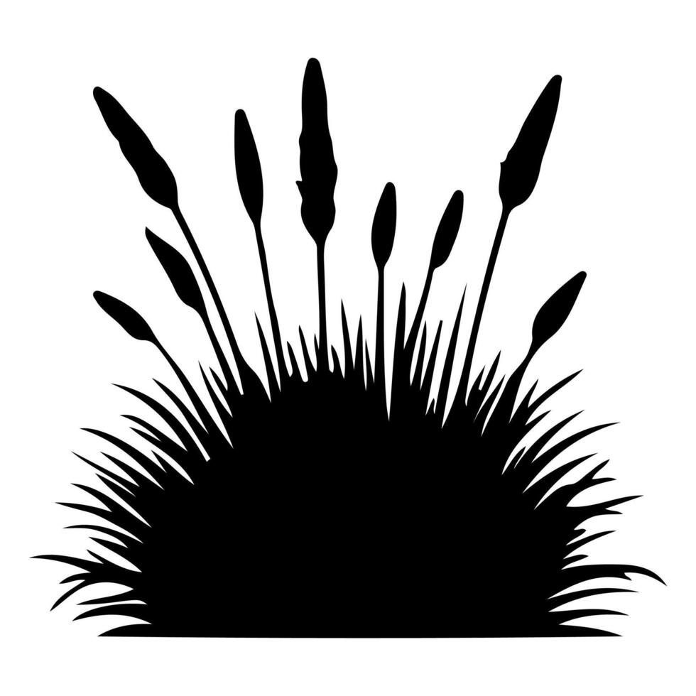 horizontaal zwart gras land- silhouetten. gecultiveerd gazon vector illustratie Aan wit achtergrond met kopiëren ruimte voor tekst