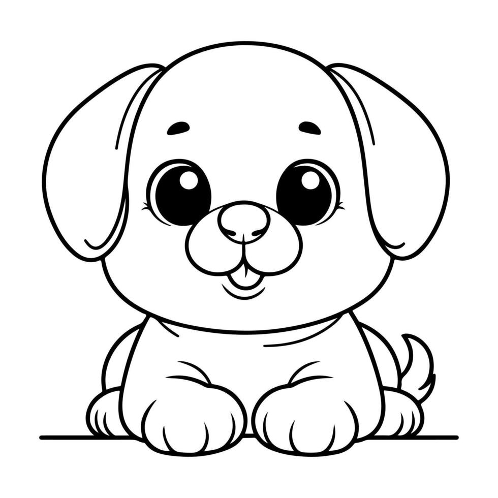 hand- trek lijn kunst schattig puppy hond tekening, doorlopend single schoon tekening lijn hond tekenfilm stijl kleur boek bladzijde voor kind vector illustratie Aan wit achtergrond