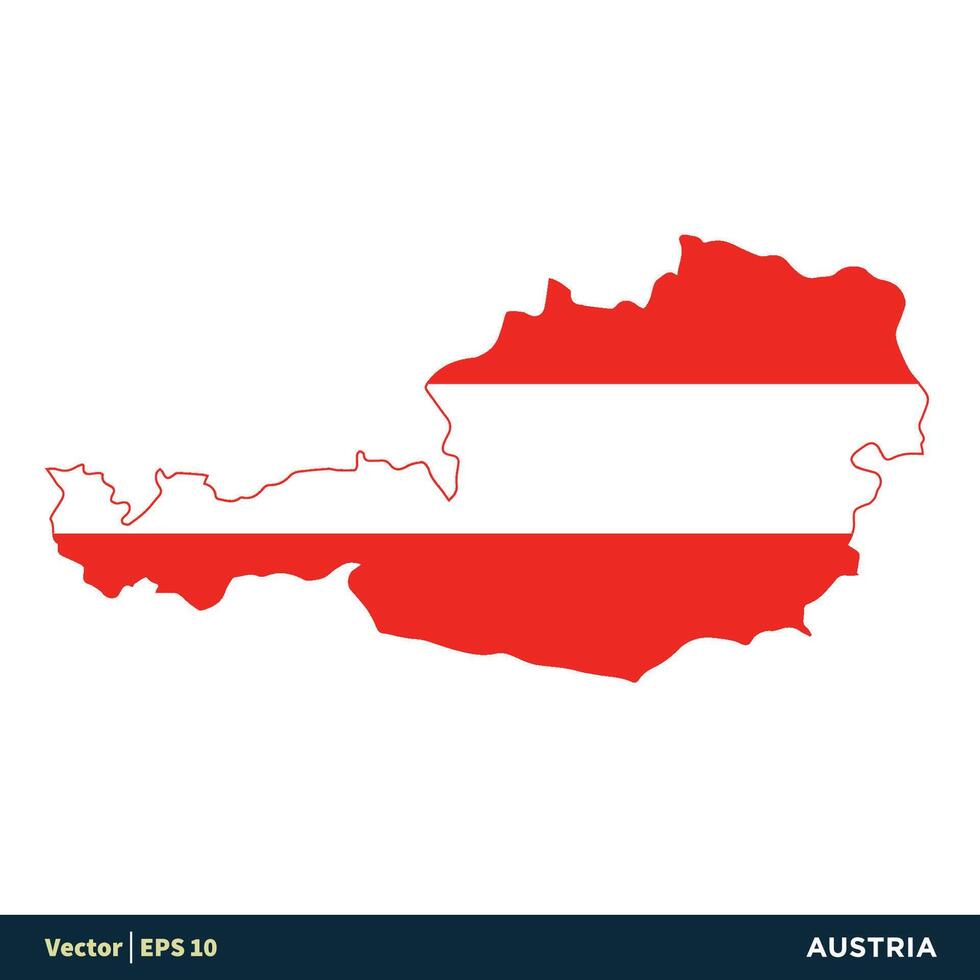 Oostenrijk - Europa landen kaart en vlag vector icoon sjabloon illustratie ontwerp. vector eps 10.