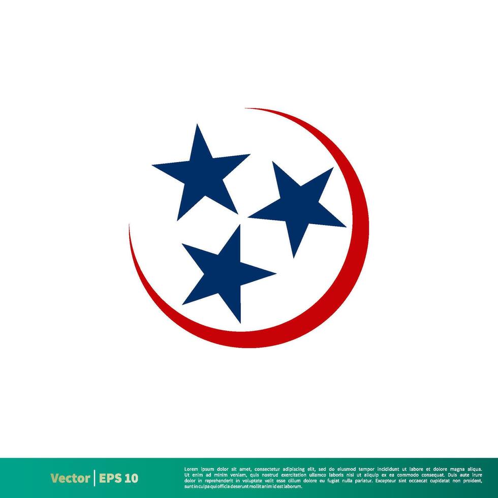 drie sterren, Tennessee vlag icoon vector logo sjabloon illustratie ontwerp. vector eps 10.