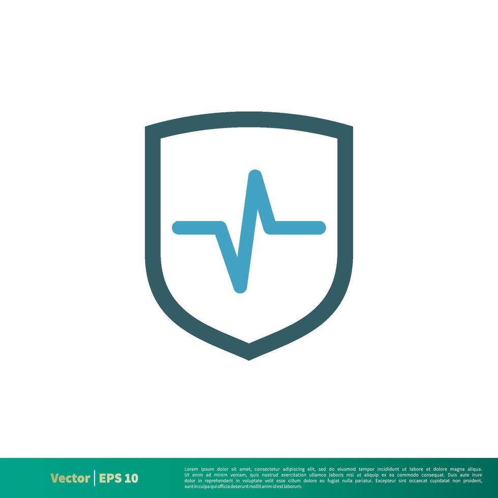 pulse kardiogram en schild medisch, gezondheidszorg icoon vector logo sjabloon illustratie ontwerp. vector eps 10.