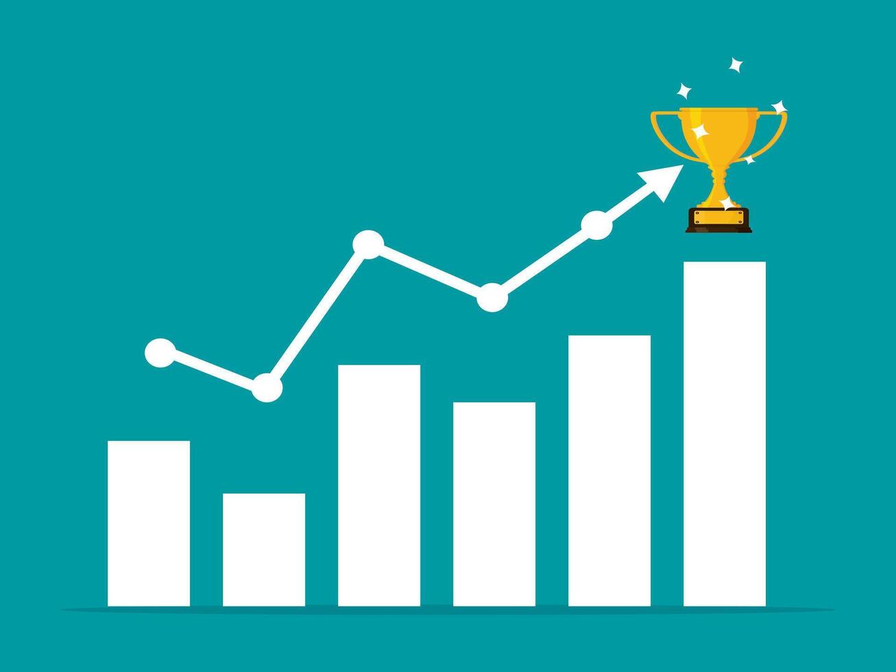 diagram is omhoog en de trofee is geplaatst vector