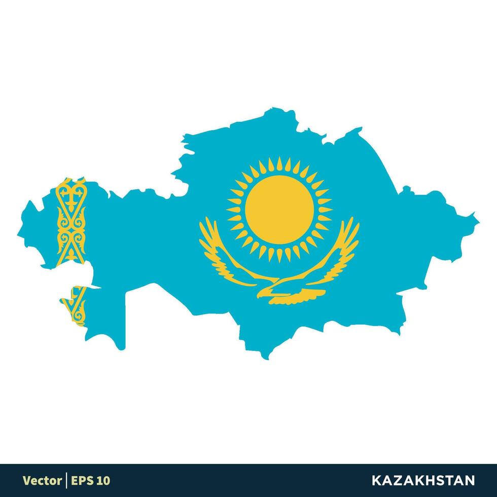 Kazachstan - Europa landen kaart en vlag vector icoon sjabloon illustratie ontwerp. vector eps 10.