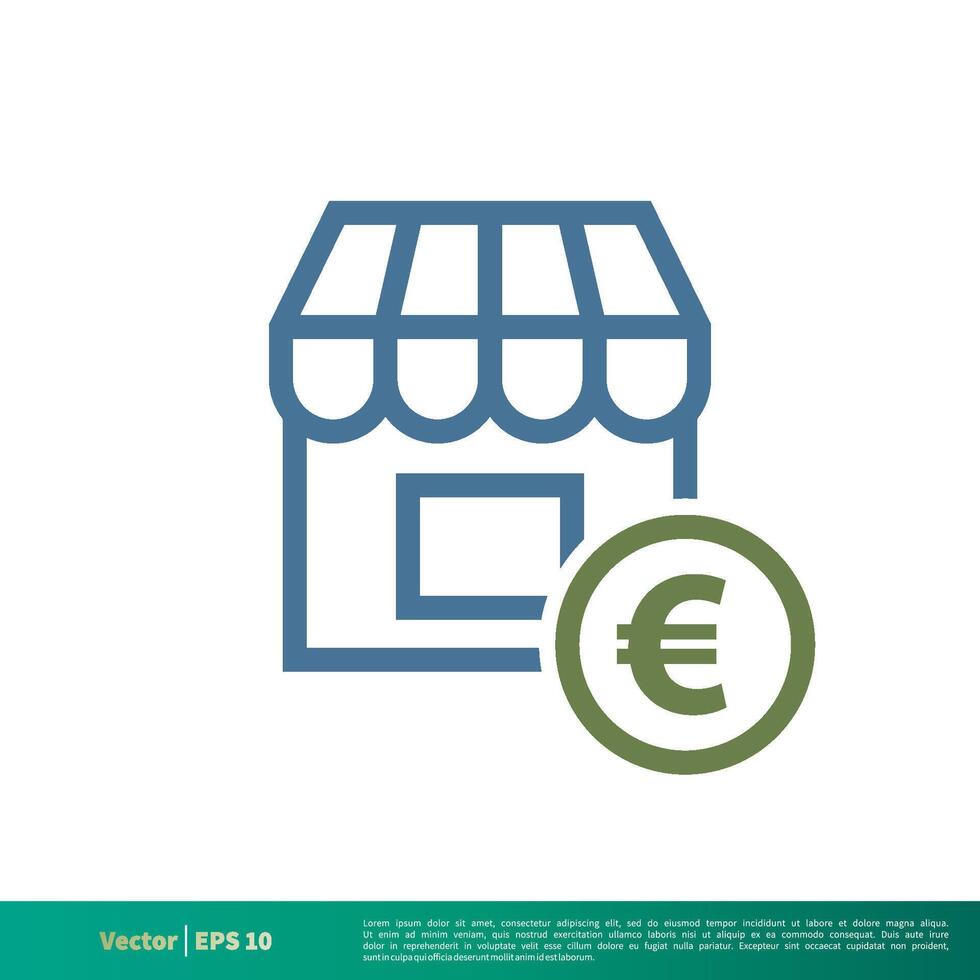 euro winkel, op te slaan icoon vector logo sjabloon illustratie ontwerp. vector eps 10.