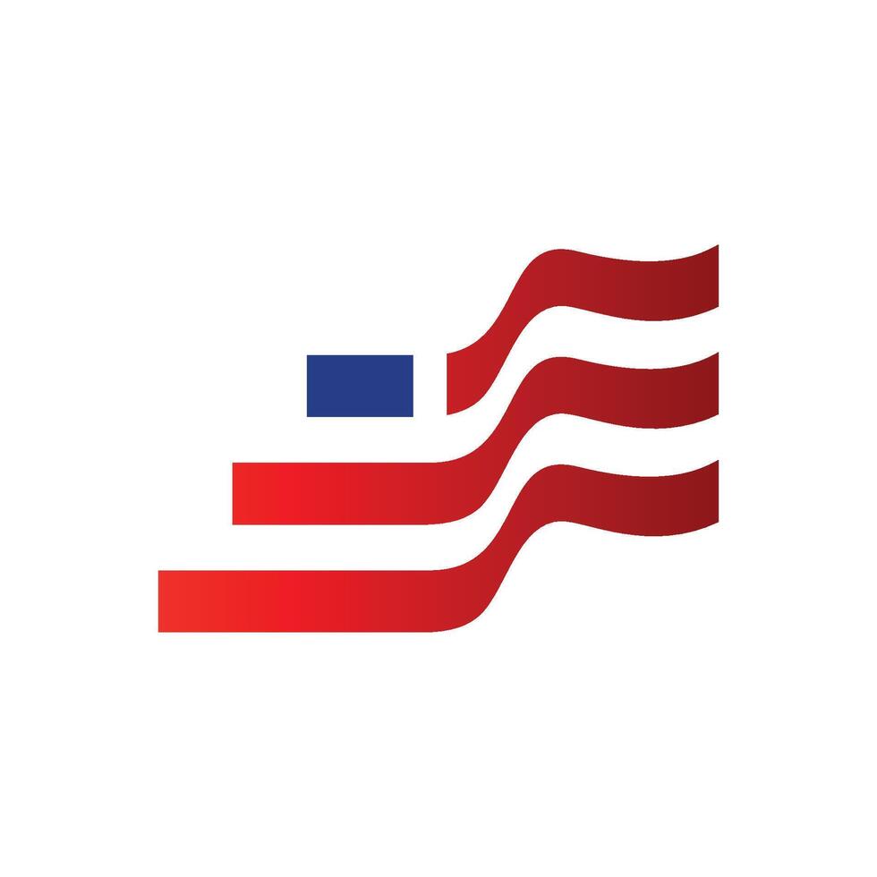 brief e Amerikaans vlag eerste vector logo sjabloon