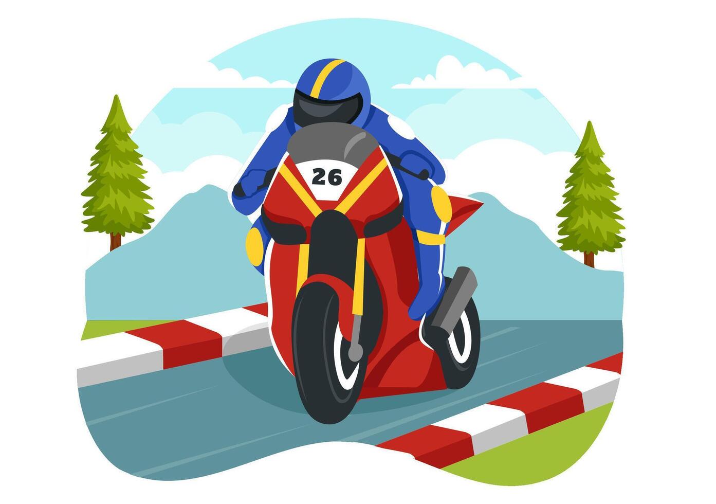racing motosport snelheid fiets vector illustratie voor wedstrijd of kampioenschap ras door vervelend sportkleding en uitrusting in vlak tekenfilm achtergrond