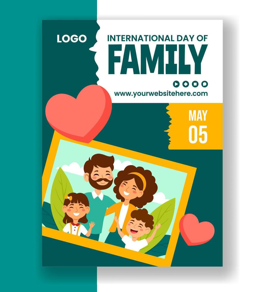 dag van familie verticaal poster vlak tekenfilm hand- getrokken Sjablonen achtergrond illustratie vector