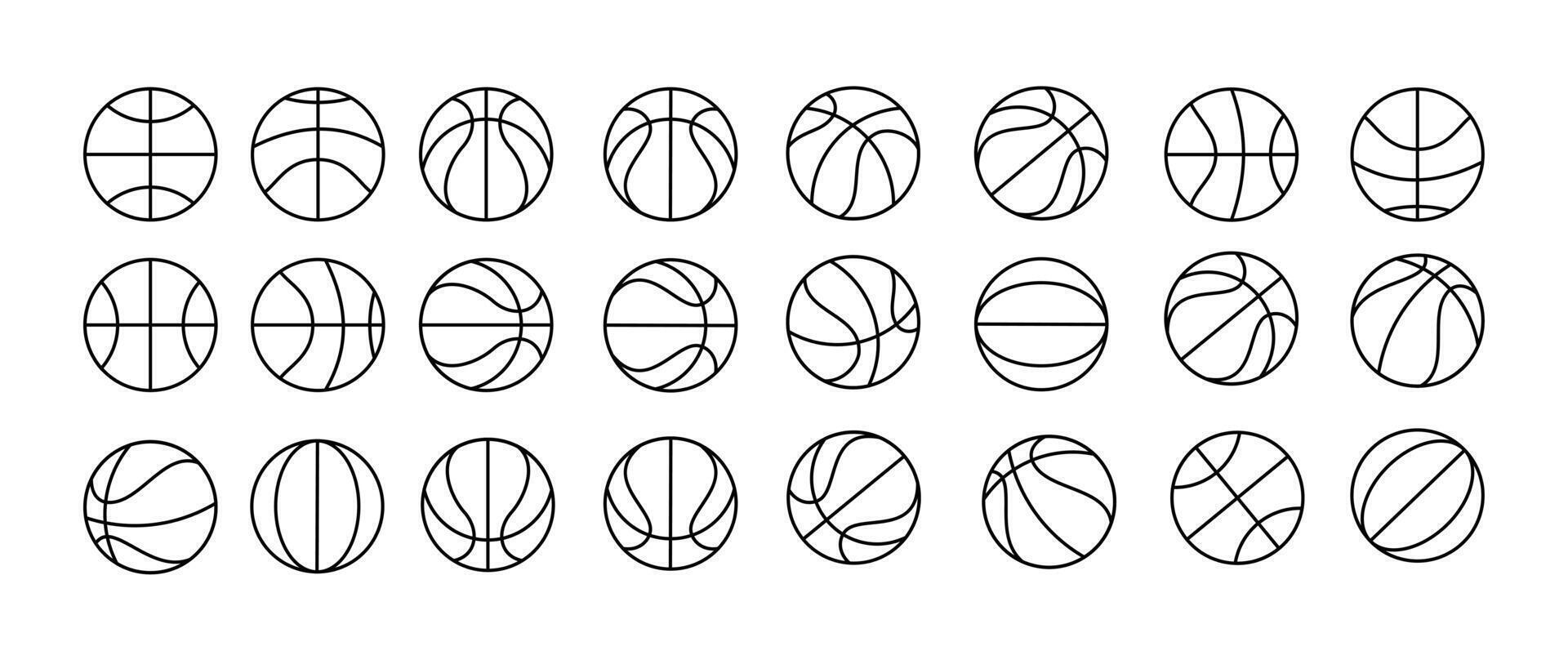 reeks van basketbal ballen. vector illustratie geïsoleerd Aan een wit achtergrond.