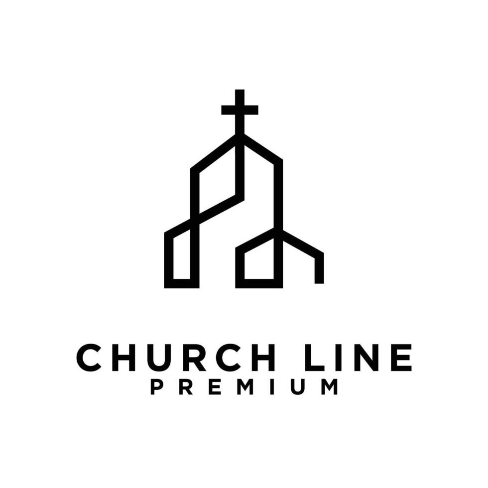 kerk single lijn logo vector