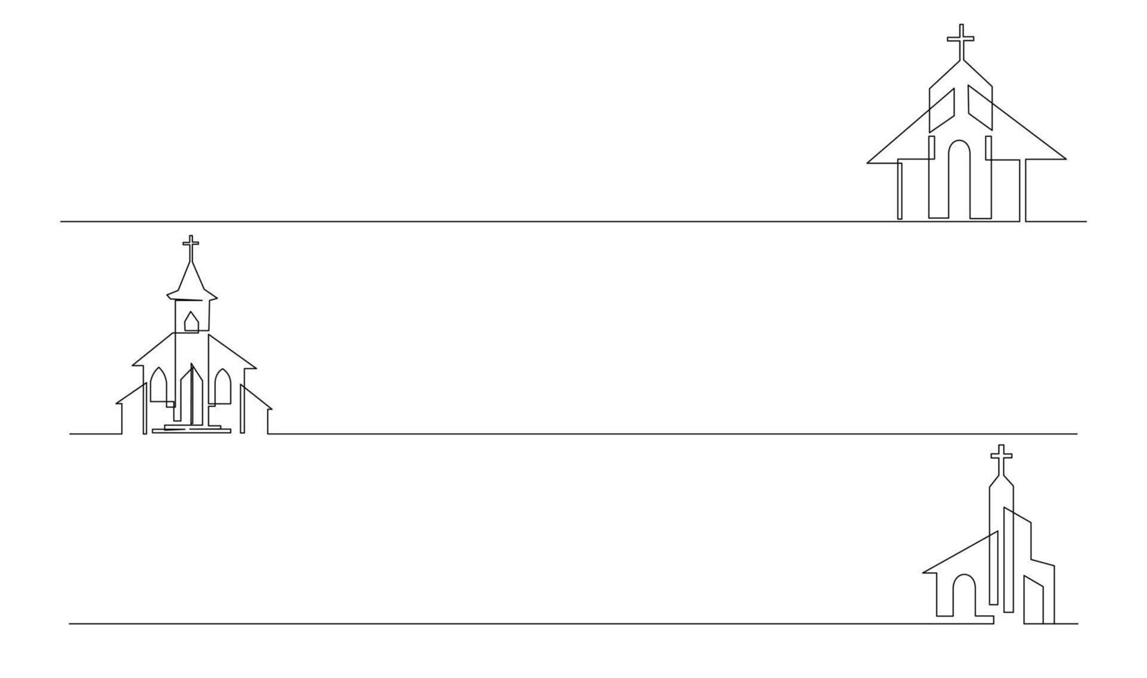 kerk een lijn tekening geïsoleerd Aan wit achtergrond vector