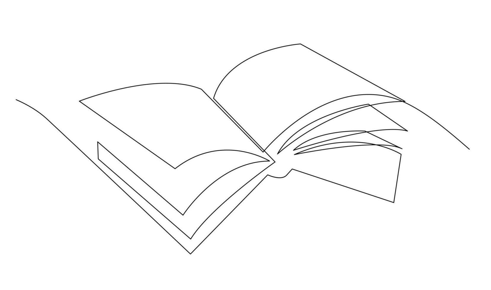 doorlopend lijn kunst tekening van boek. geopend boek single lijn kunst tekening vector illustratie