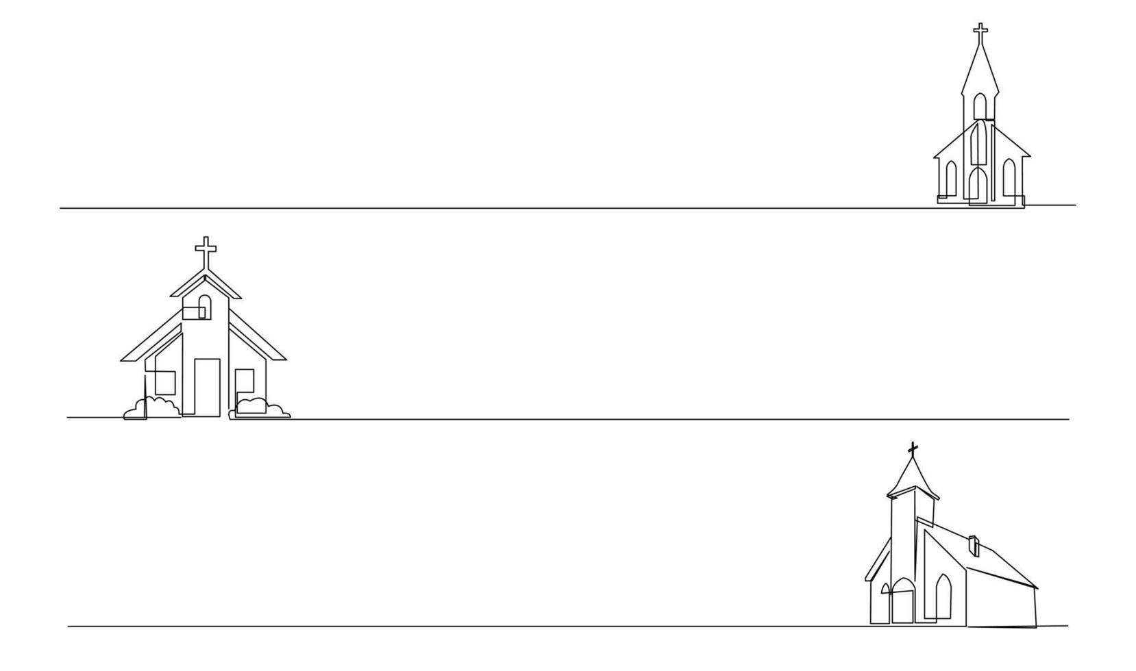 kerk een lijn tekening geïsoleerd Aan wit achtergrond vector