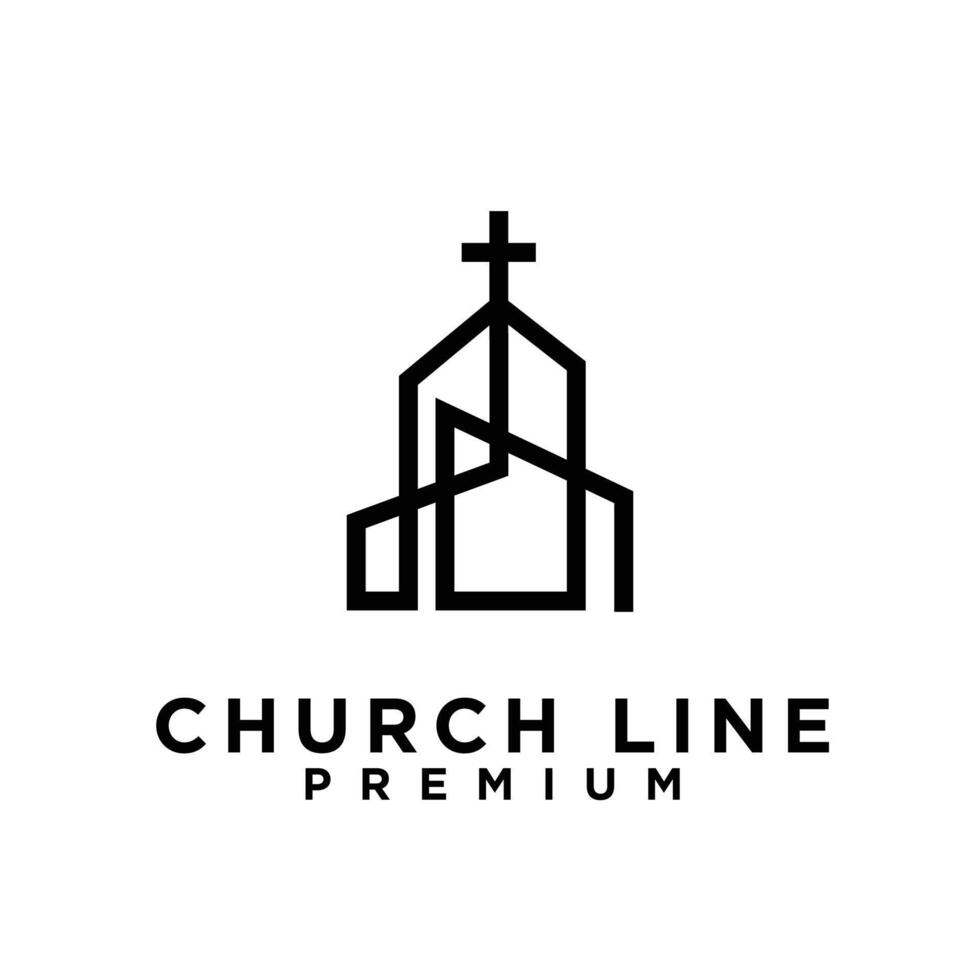 kerk single lijn logo vector