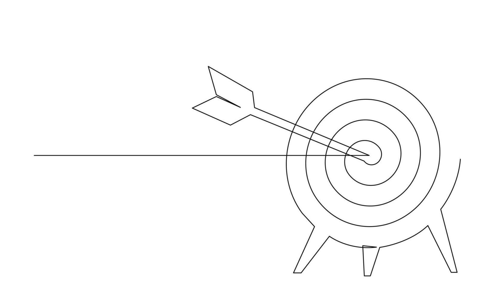 doorlopend lijn tekening van pijl in centrum van doelwit ontwerp vector