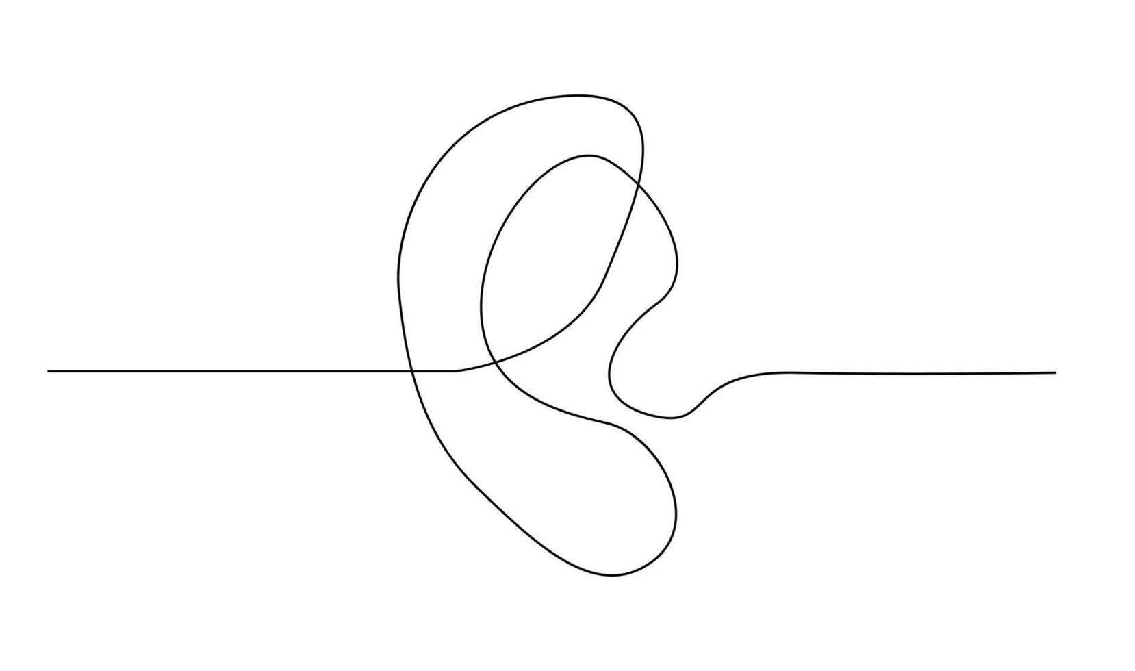 menselijk oor doorlopend een lijn tekening. wereld doof dag single lijn concept vector