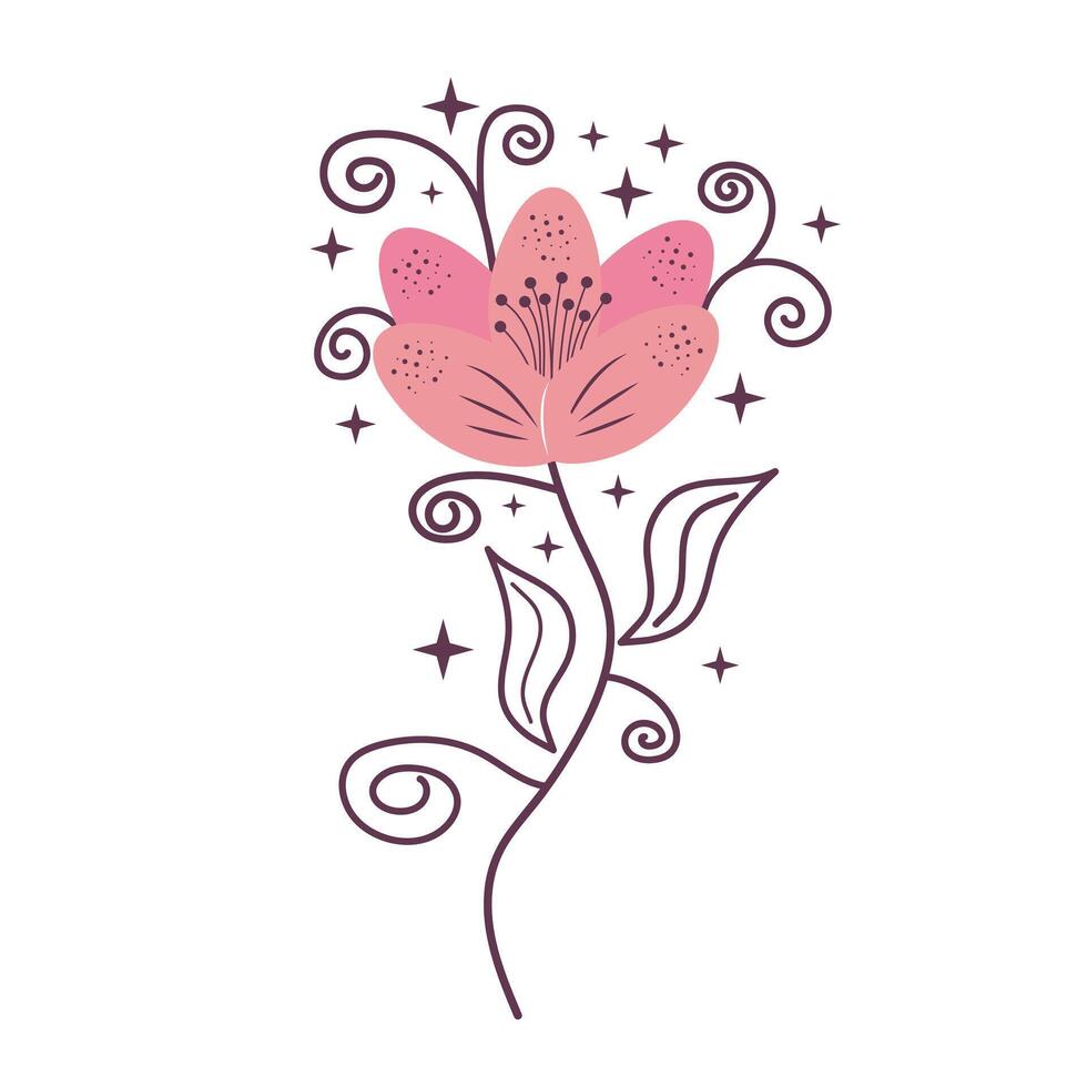 boho bloem met sterren. esoterisch, magie symbool. tekenfilm vlak vector illustratie.