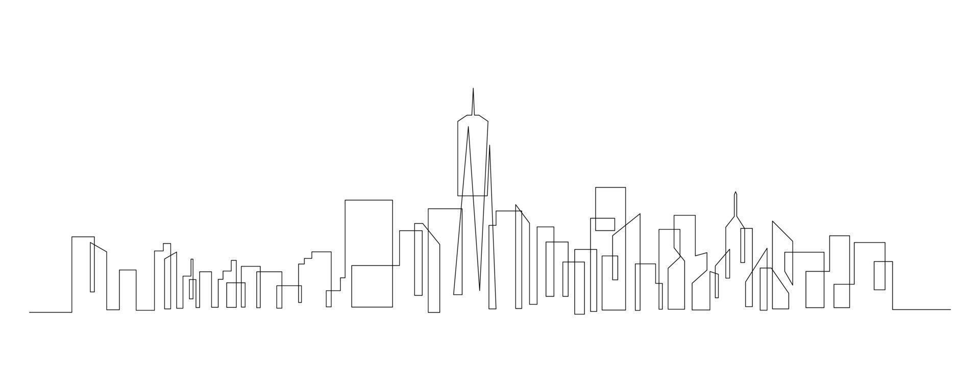 een single lijn tekening nieuw york stad horizon Verenigde staten. vector