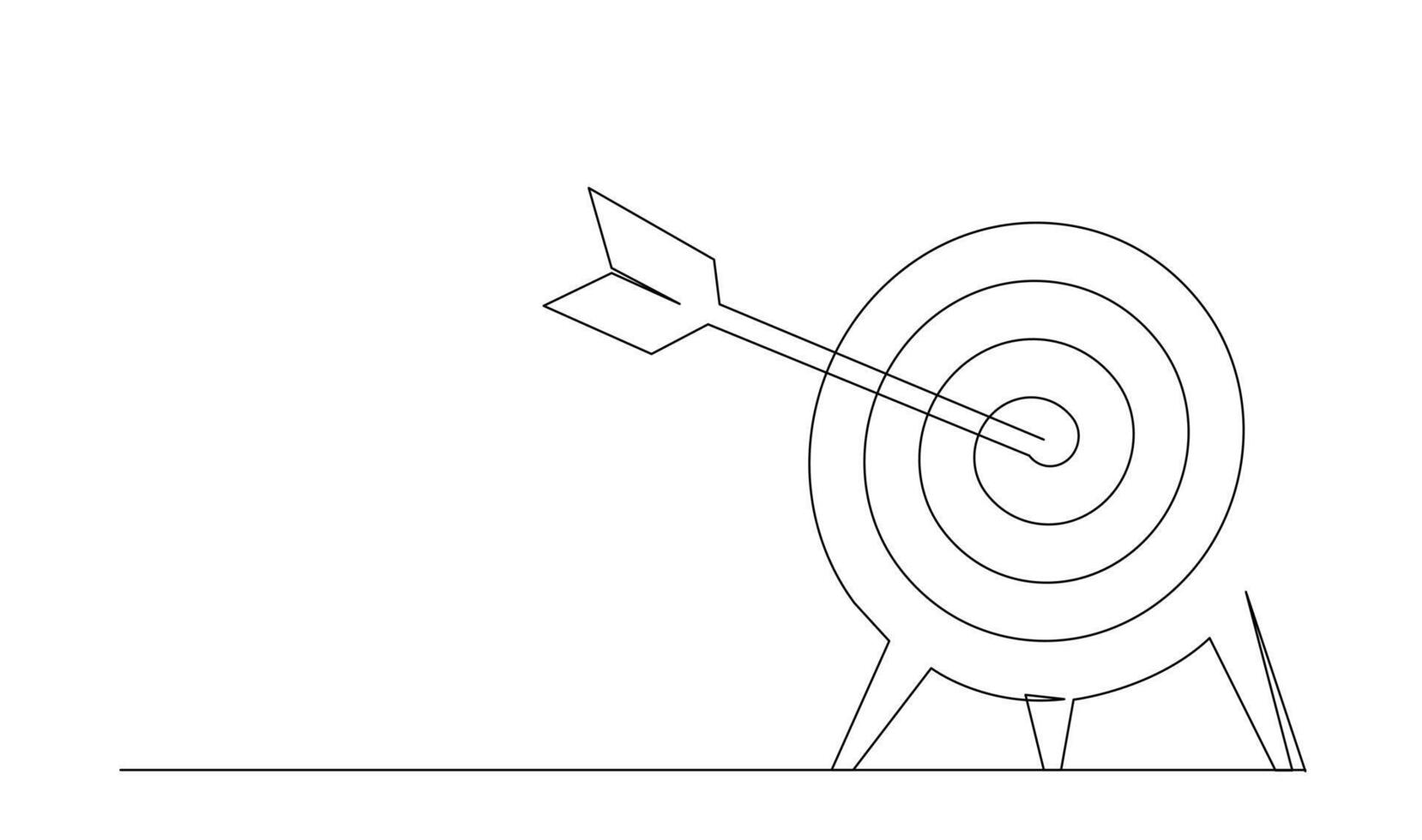 doorlopend lijn tekening van pijl in centrum van doelwit ontwerp vector