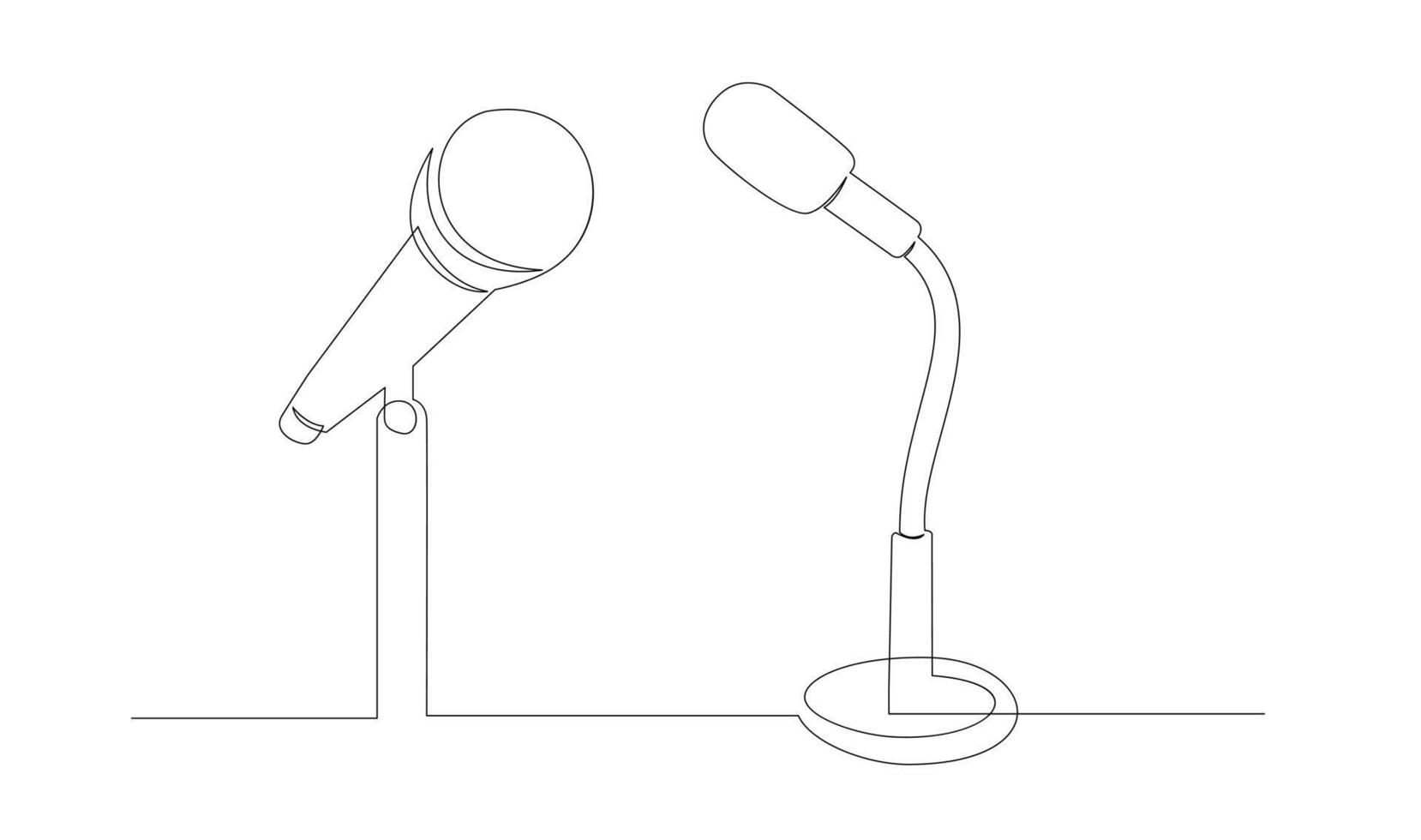 doorlopend lijn tekening van vector bedrade microfoon icoon