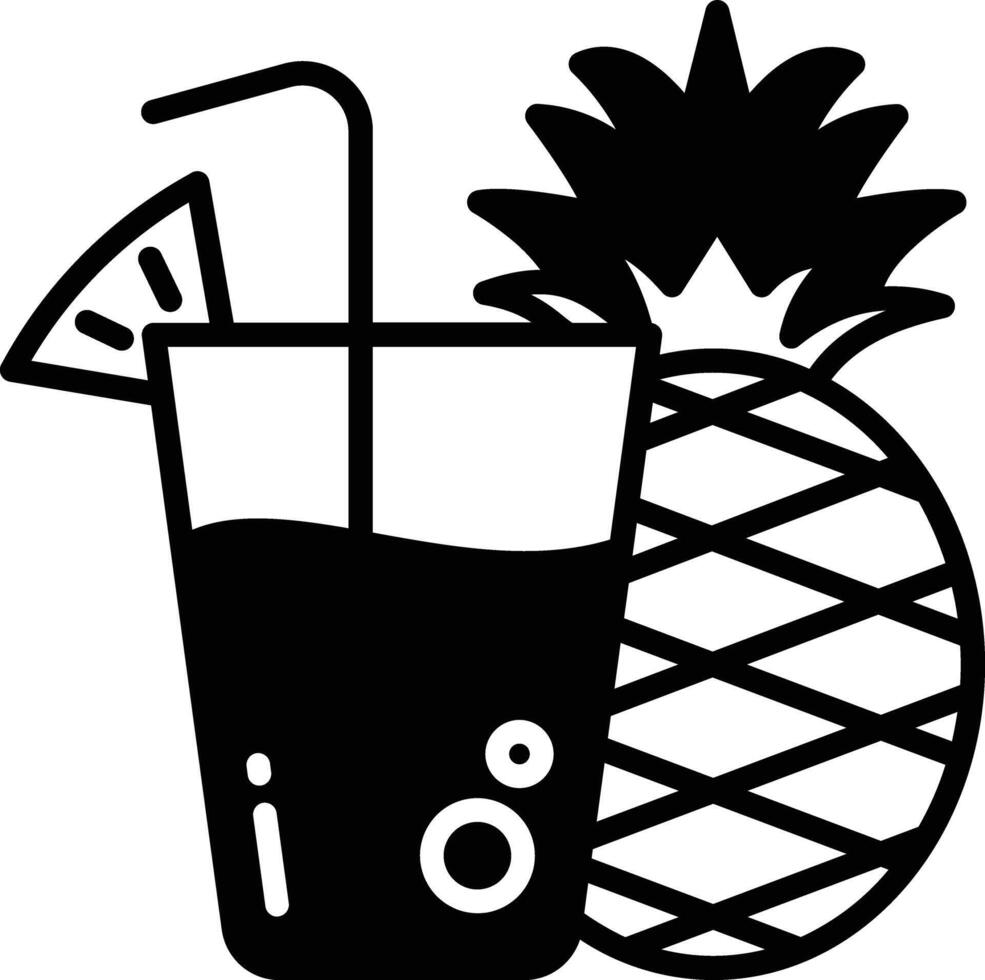 ananas sap glyph en lijn vector illustratie