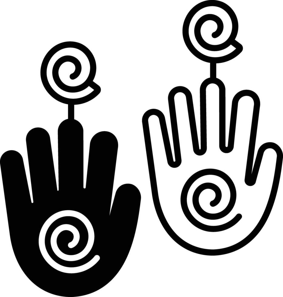 hand- oorbel glyph en lijn vector illustratie