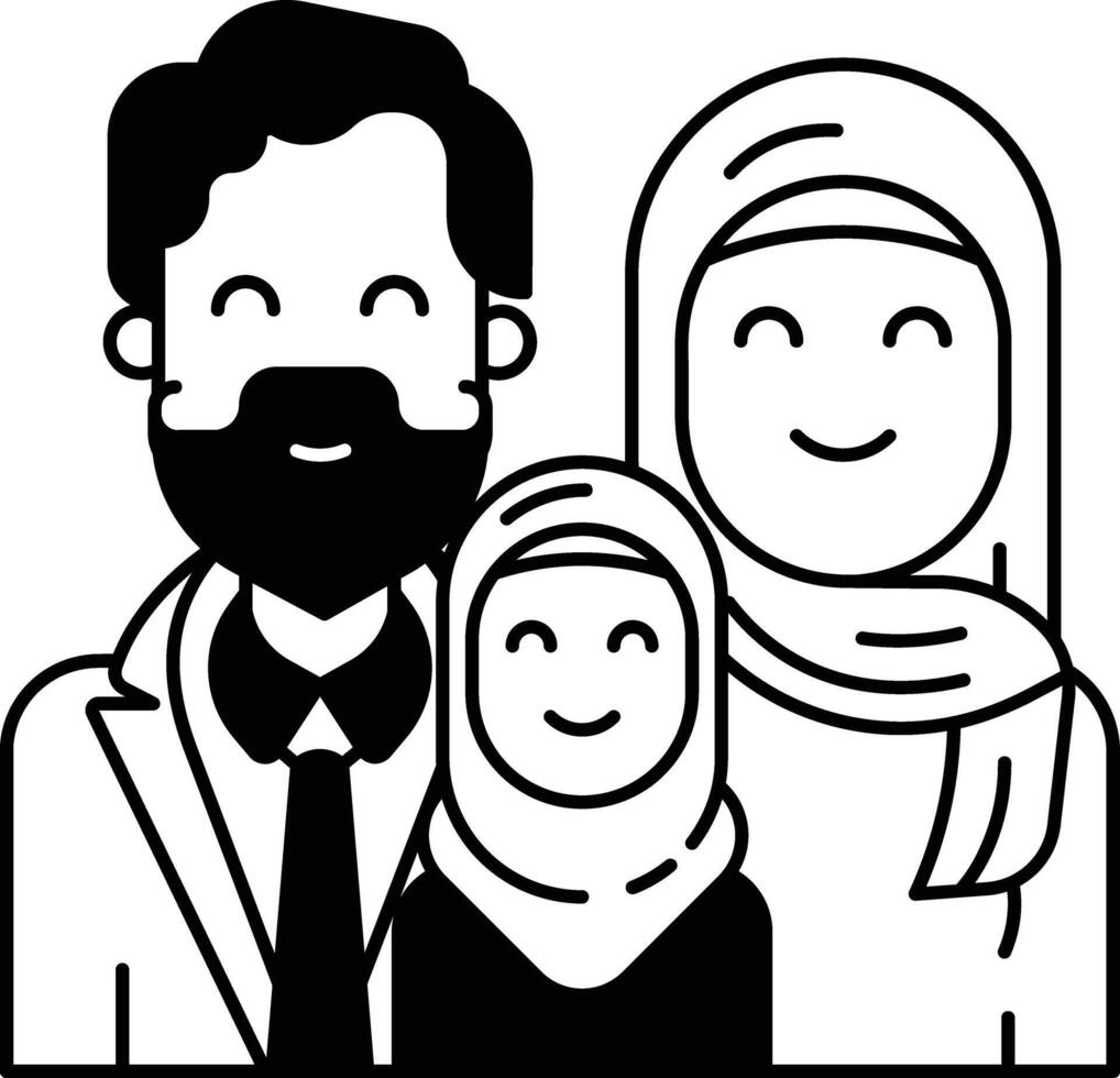 familie glyph en lijn vector illustratie