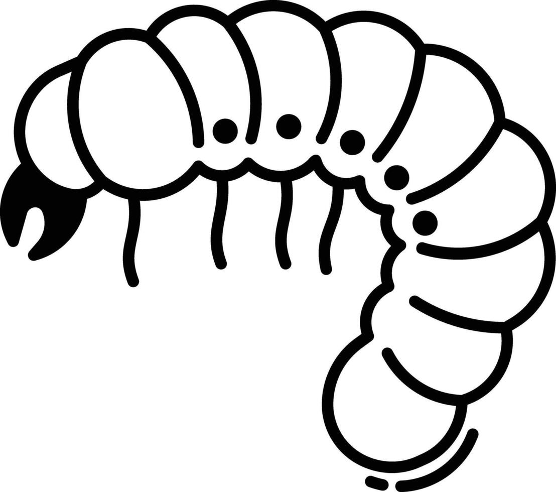 worm glyph en lijn vector illustratie