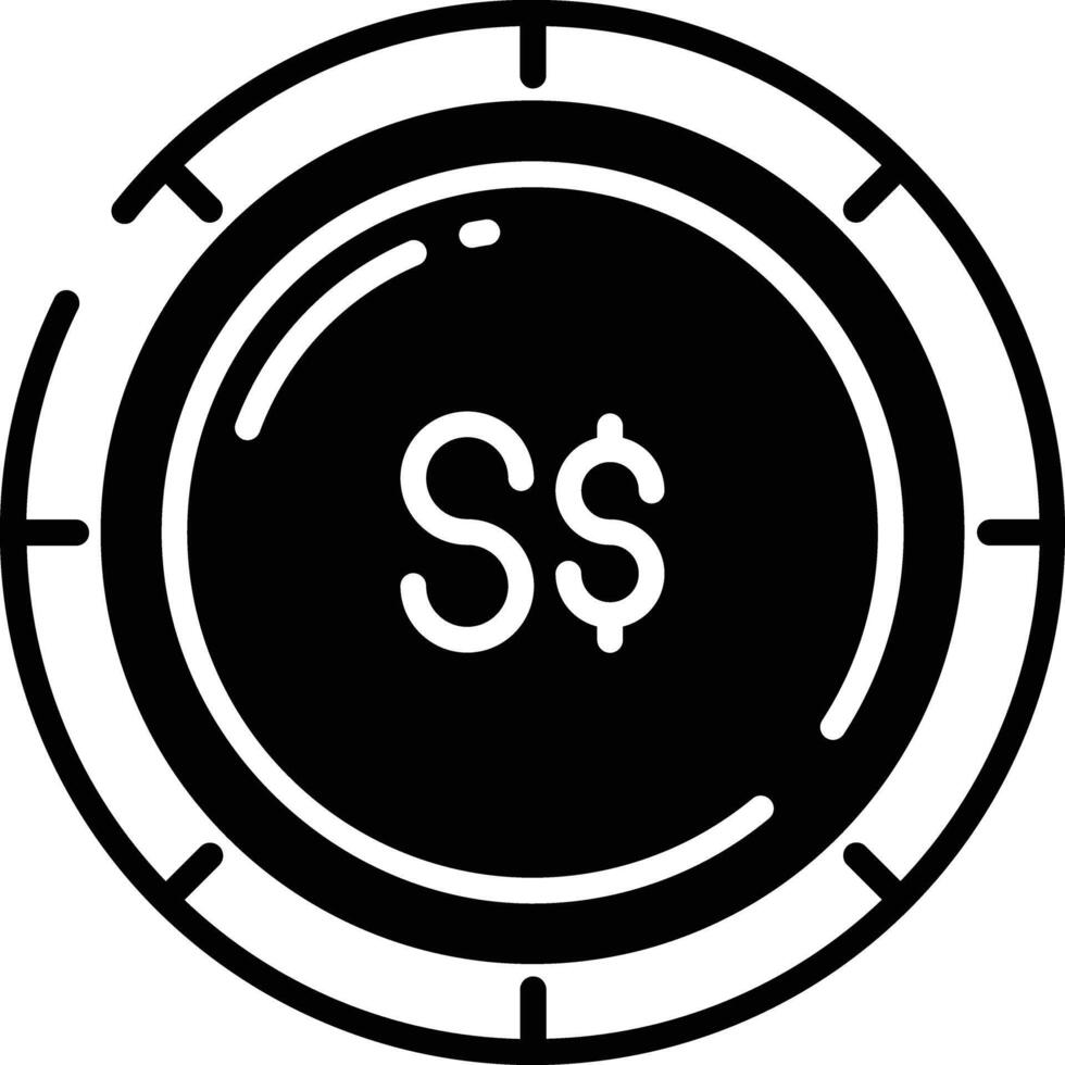 Singapore dollar munt glyph en lijn vector illustratie